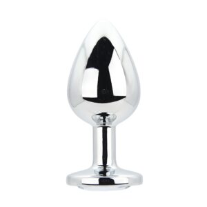 Toosh Silver Metal Butt Plug Large Clear Stone