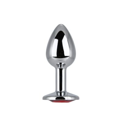 Toosh Silver Metal Butt Plug Small Red Stone
