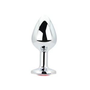 Toosh Silver Metal Butt Plug Medium Red Stone